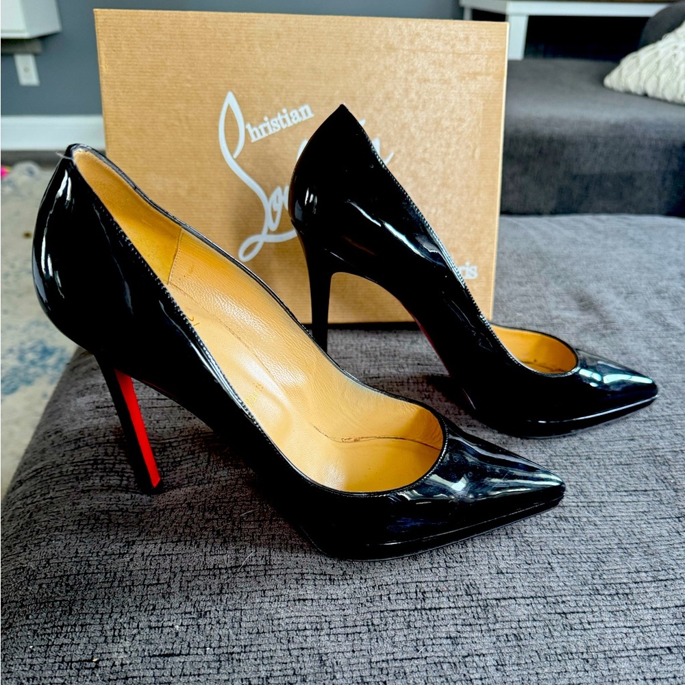 Pigalle Plato 120 Patent Calf black Christian Louboutin heels, size 42